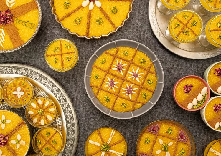 Sholeh-Zard (Persian Saffron Rice Pudding)